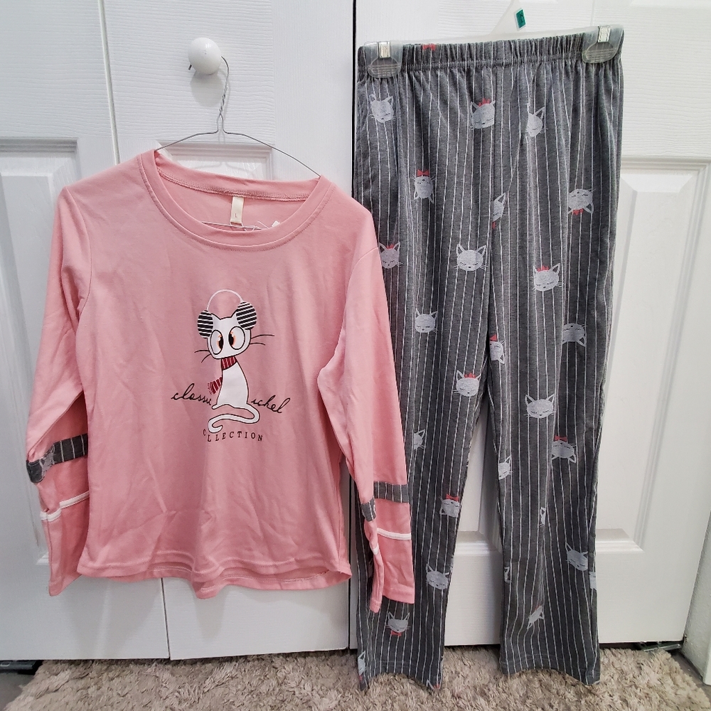 Vopmocld Girls Cat Pajama Set NWT, Size Large